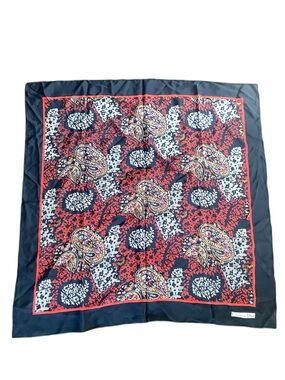 Dior Black Red Paisley Silk Scarf